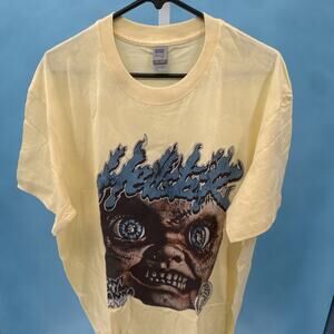 Digiprint Apparel Men's Yellow Horror Graphic Print Crew Neck Cotton T-Shirt XL